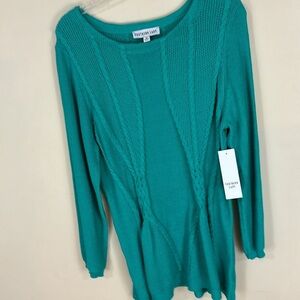 Southern Lady Green Knit Sweater Mixed Cable Knit Size Medium NWT